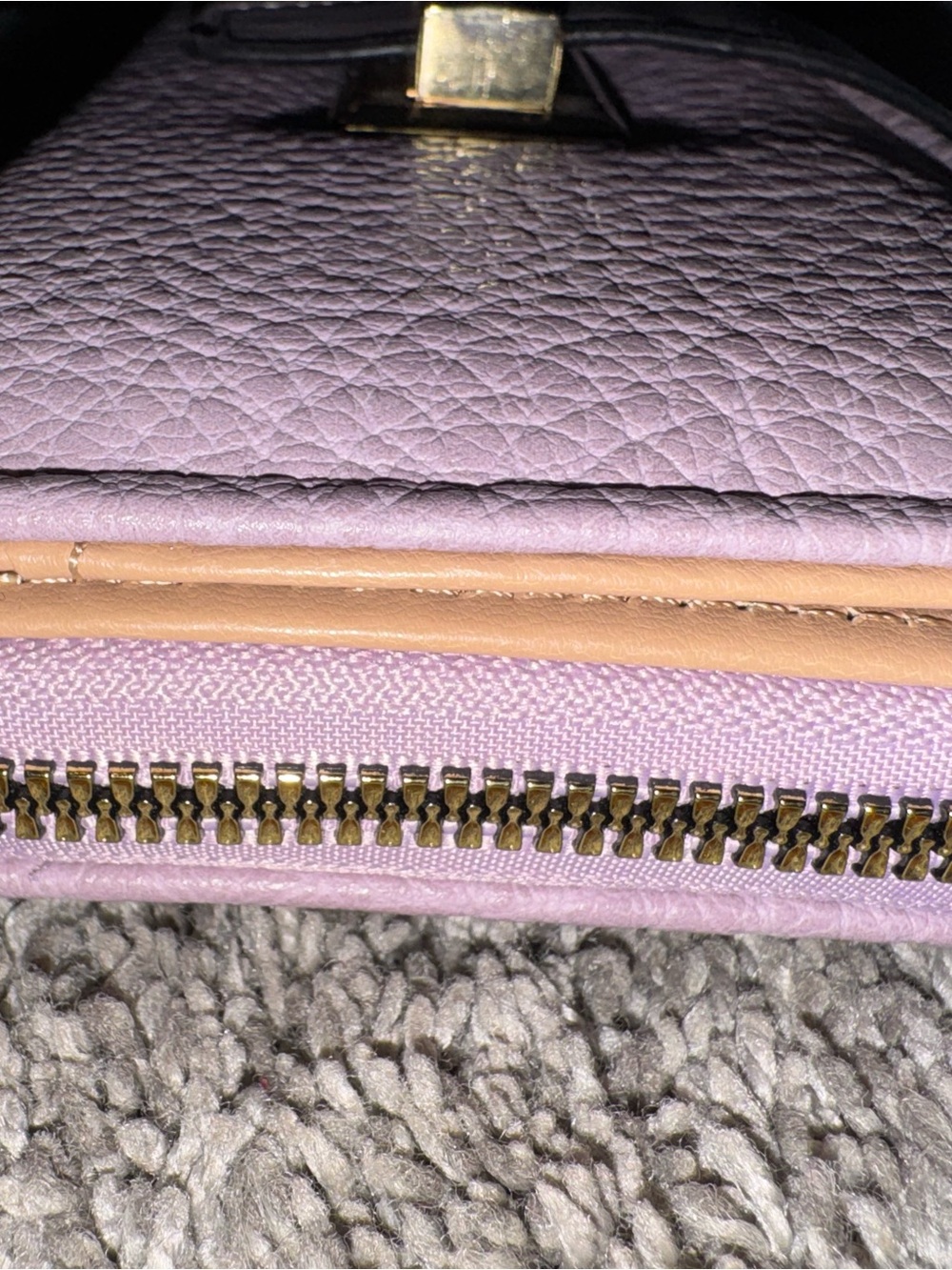 Blush Pink/Violet Vegan Leather Zip Wallet with Gold Hardware - Picture 2 of 9